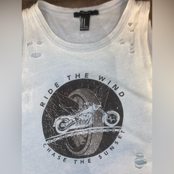 Biker Distressed Crop Tank Top - Picture 4 of 4